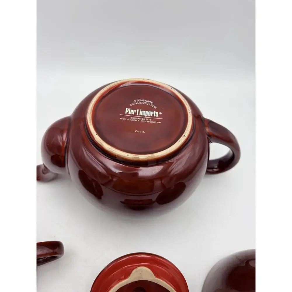 Vintage Pier 1 Imports Tea Set With Teapot and 4 Cups